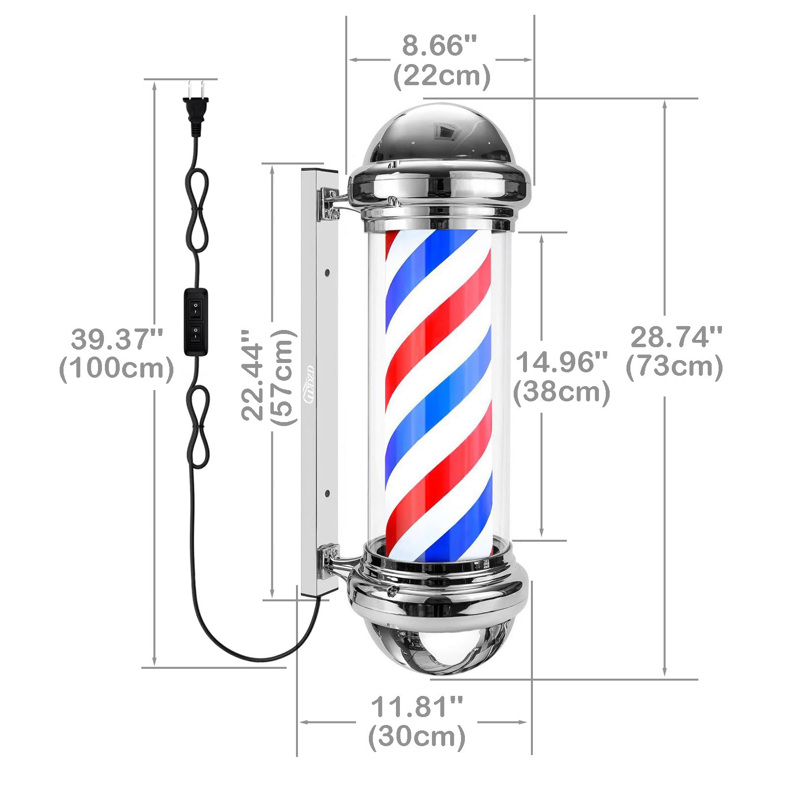 Amazon.com: WDZD 29'' Silver Barber Pole Light : Office Products
